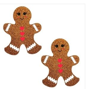 GLITTER GINGERBREAD MAN NIPPLE COVER PASTIES